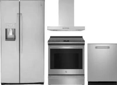 4 Piece Package Includes Refrigerator, Range, Hood And Dishwasher